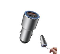 PEBBLE HUG Metal Dual USB Car Charger, 3.1A Fast Charger, Universal Compatible, Easy To Use, Compact and Portable, Sturdy And Durable, Sleek Design (Silver)