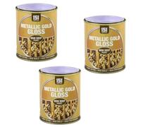 PEBBLE HUG Metallic Gold Gloss Non-Drip Paint, Fast-Drying, Long-Lasting, Ideal For Crafting, Home Décor, DIY Projects, Perfect For Use On Wood, Metal, Ceramic, 300ml, (3 Pcs)