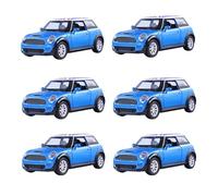 PEBBLE HUG Mini Sports Car with 1: 24 Scale, Super Alloy, Die Cast Model, Ready to Run, Room Decorations Simulation Car Model, Sturdy and Durable Build, Blue (6 Pcs)