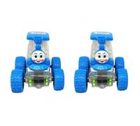 PEBBLE HUG Mini Thomas Train, 360° Spins and Smooth Glides, Safe and Durable, Compact and Portable, Gear Train with Lights and Gear Linkage, Hand-Eye Coordination, Blue (2 Pcs)