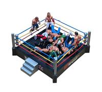 PEBBLE HUG Mini WWE Wrestling Ring Toys With 12 Toy Set, Wrestling Toy, Wrestler Warriors Toys Kit with Ring and Realistic Accessories, For Children