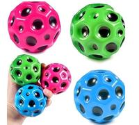 PEBBLE HUG Moon Balls - Ultra High Bouncy Rubber Sensory Balls, Sounds Meteor Space Ball, Easy To Grip, Popping Sound Effect, Perfect For Indoor & Outdoor Activities (3pc)