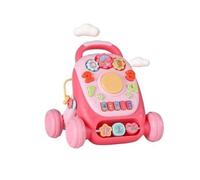 PEBBLE HUG Multifunctional Baby Learning Walker, 2-in-1 Sit-to-Stand Push Walker Toy, Educational Play, Interactive Lights, Music, Sturdy & Safe Baby First Steps Walker for Boys & Girls, (Pink)