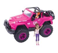 PEBBLE HUG Off-Road Pink Truck, vibrant pink off-road vehicle and stylish doll, suitable for both indoor and outdoor play, long-lasting, fun, style, and durability