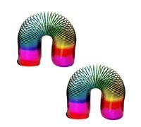 PEBBLE HUG Rainbow Magic Spring Coil, Stretching Bouncing Slinky Spring Funny Toy for Kids, Multicolour Magic Spring, Vintage Style Toys Combo For Kids (2X15cm)