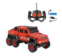 PEBBLE HUG RC 6-Wheel Off-Road Truck, Shockproof Design, Rechargeable Battery, USB Charging Cable, Hand-Eye Coordination, Strategic Thinking, LED Lights, 6WD Off-Road Performance, (Red)