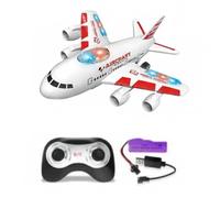 PEBBLE HUG RC Aerobus Airplane, Imaginative Role-Play, LED Lights & Sound, Easy To Operate, Hand-Eye Coordination, Rechargeable Battery, Realistic Motion, Indoor And Outdoor Play, (Red)