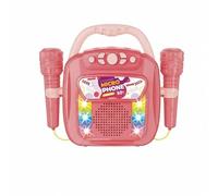 PEBBLE HUG Wireless Microphone Set with Dual Mics, LED Lights, Music Playback, Volume Control, Built-in Rechargeable Battery, Outdoor Play, Encourages Creativity, Imaginative Role-Playing, Pink