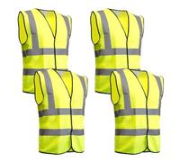 PEBBLE HUG Yellow Hi-Viz Vest Waistcoat, Lightweight, Ideal For Mechanical, Warehouse, Construction, Railway, Automotive, Transportation, Outdoor Activities, (4 Pcs, Small)