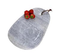 Pebble Marble Chopping Board Grey Faux Leather Hanger Kitchen Worktop Protector
