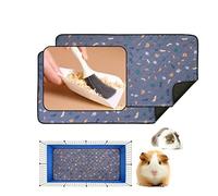 Pebble & Puddle Guinea Pig Cage Liners 61x120cm (2-Pack)-Waterproof & Machine Washable Reusable Cage Liners with Absorbent Core. Includes Cleaning Brush & Dustpan (Soft Grey With Leaf And Feather)