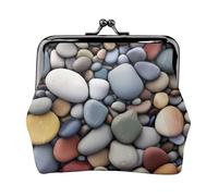 Pebble Stone Full Double-Sided Printed Pattern Women's and Girls' Fashionable Leather Kiss Lock Coin Purse Card Bag