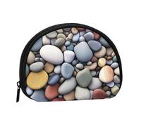 Pebble Stone Full Format Printed Polyester Portable Mini Storage Bag Shell Shaped Wallet Small Coin Wallet Shell Storage Bag