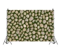 Pebble Stone Green Grass Photography Backdrop 10x8ft Realistic Textured Ground Surface with Scattered Stones Mossy Patches Perfect for Macro Product Shots Still Life Photography Nature Themed Setups