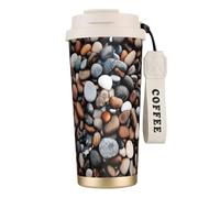 Pebble Stone Print Insulated Coffee Mug, 316 Stainless Steel Vacuum Travel Cup, Keep Hot And Cold