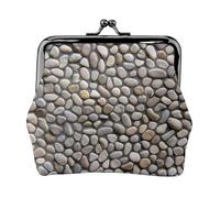 Pebble Stone Print Portable Women Coin Purse Cute Mini Zipper Wallet with Kiss Lock Credit Cards, Black, One Size