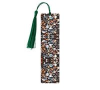 Pebble Stone Print Wooden Bookmark, Rectangle Natural Wood Craft Tags with Tassels, Gift for Men and Women