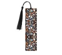 Pebble Stone Print Wooden Bookmark, Rectangle Natural Wood Craft Tags with Tassels, Gift for Men and Women