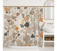 Pebble Stone Shower Curtain, Natural Earth Tone Rock Bathroom Decor, Autumn Rustic Modern Chic Waterproof Fabric Shower Curtain with Hooks 62x72 Inch