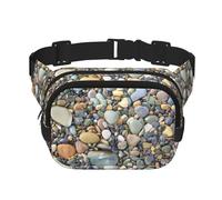 Pebble Stone Square Double Layer Waist Bag Belt Fanny Pack Purse with Adjustable Strap, Running, Travel, Hiking