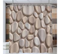 Pebble Stone Wall Shower Curtains 180 * 180cm for Bathroom Decor, Vintage Simple Shower Curtain, Waterproof Polyester Fabric Bath Curtain, Light Brown
