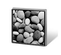 Pebble Stones Black White Square Badge Smooth Surface Lapel Tie Pin, Lightweight Badge for Women Men Office Worker Nurse Teacher Student Shirts Backpack