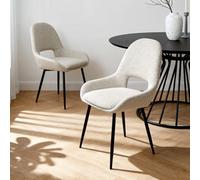 Home Garden Direct Pebble - Set of 2 Boucle Dining Chairs - Light Grey in Beige Home Garden Direct Beige