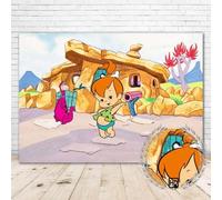 Pebbles Backdrop for Girl 1st Birthday Party Supplies 7x5 Vinyl Dino and Pebblies Banner Baby 2nd Birthday Decorations Photograohy Background Room Wall Decor Photo Booth Props
