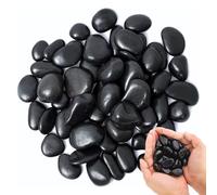 Pebbles, Black Polished River Stones, Polished Black Pebbles, Ornamental Stones, River Stones Plants, for Landscaping, Home Decoration, Crafts, Art Projects 1-2 cm, 1 kg