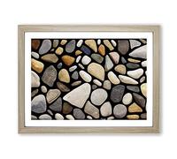 Pebbles By The River Framed Wall Art Print A2 Oak
