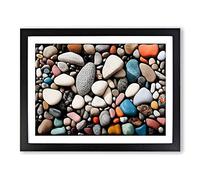 Pebbles By The River Vol.1 Framed Print | A3 Black Framed Wall Art | Ready to Hang | Modern Landscape Picture | Living Room Bedroom Lounge Office