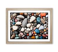 Pebbles By The River Vol.1 Framed Print | A3 Oak Framed Wall Art | Ready to Hang | Modern Landscape Picture | Living Room Bedroom Lounge Office