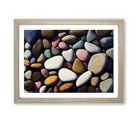 Pebbles By The River Vol.2 Framed Print | A2 Oak Framed Wall Art | Ready to Hang | Modern Landscape Picture | Living Room Bedroom Lounge Office