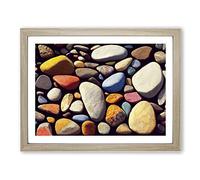 Pebbles By The River Vol.3 Framed Print | A2 Oak Framed Wall Art | Ready to Hang | Modern Landscape Picture | Living Room Bedroom Lounge Office