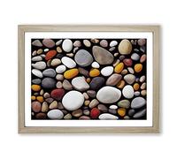 Pebbles By The River Vol.4 Framed Print | A3 Oak Framed Wall Art | Ready to Hang | Modern Landscape Picture | Living Room Bedroom Lounge Office
