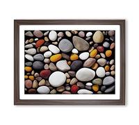 Pebbles By The River Vol.4 Framed Print | A4 Walnut Framed Wall Art | Ready to Hang | Modern Landscape Picture | Living Room Bedroom Lounge Office