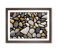 Pebbles By The River Vol.5 Framed Print | A4 Walnut Framed Wall Art | Ready to Hang | Modern Landscape Picture | Living Room Bedroom Lounge Office