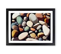 Pebbles By The River Vol.6 Framed Print | A3 Black Framed Wall Art | Ready to Hang | Modern Landscape Picture | Living Room Bedroom Lounge Office