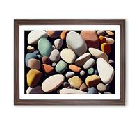 Pebbles By The River Vol.6 Framed Print | A4 Walnut Framed Wall Art | Ready to Hang | Modern Landscape Picture | Living Room Bedroom Lounge Office