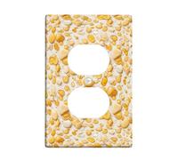 Pebbles Duplex Outlet Covers Wall Plate, Natural Organic Drops Stones Summer Yellow Plastic Standard Size Double Power Outlet Cover Plate for New Apartment Home Bedroom Office Decor