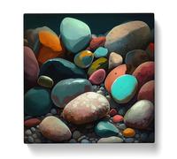 Pebbles Gestural Art Canvas Print | Gallery Wrapped 30mm Frame Wall Art | 20x20 inches | Ready to Hang | Eclectic Picture | Living Room Bedroom Lounge Office
