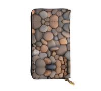 Pebbles in the beach Double-sided printed leather long wallet, unisex, 12 credit card slots, 3 cash slots