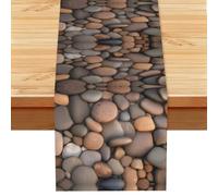 Pebbles in the beach Linen Look Table Runner 13x72-Wrinkle Resistant Farmhouse Style for Dining Table Decor