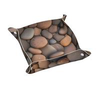 Pebbles in the beach Printed Desktop Storage Tray-Portable Leather Organizer Perfect for Keys, Wallet, Watch, and Change