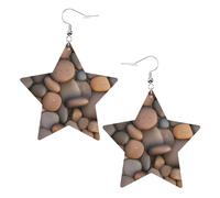 Pebbles in the beach Prints Leather Star-Shaped Earrings Lightweight And Stylish Accessories For Parties Dances And Everyday Life.