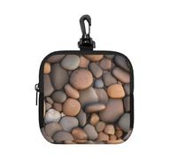 Pebbles in the Beach Small Waterproof Zipper Pouch-Neoprene Storage Bag for Earbuds, Keychain Clip Case