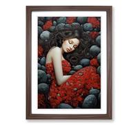 Pebbles Romanticism No.2 Framed Print | A2 Walnut Framed Wall Art | Ready to Hang | Modern Nature Picture | Living Room Bedroom Lounge Office