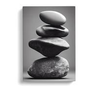 Pebbles Zen Stones Stacked Vol.1 Canvas Print | Gallery Wrapped 30mm Frame Wall Art | 30x20 inches | Ready to Hang | Modern Picture | Living Room Bedroom Lounge Office