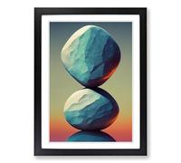 Pebbles Zen Stones Stacked Vol.2 Framed Print | A2 Black Framed Wall Art | Ready to Hang | Modern Nature Picture | Living Room Bedroom Lounge Office