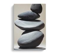 Pebbles Zen Stones Stacked Vol.3 Canvas Print | Gallery Wrapped 30mm Frame Wall Art | 30x20 inches | Ready to Hang | Modern Picture | Living Room Bedroom Lounge Office